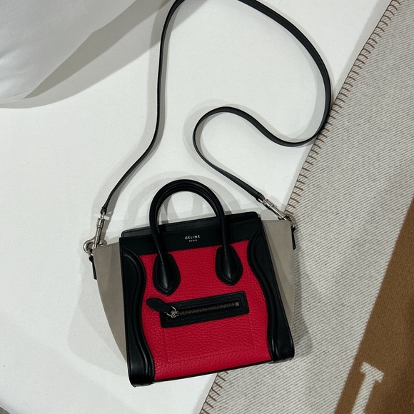 Celine mini nano luggage tote bag magenta black and grey - Picture 2 of 12